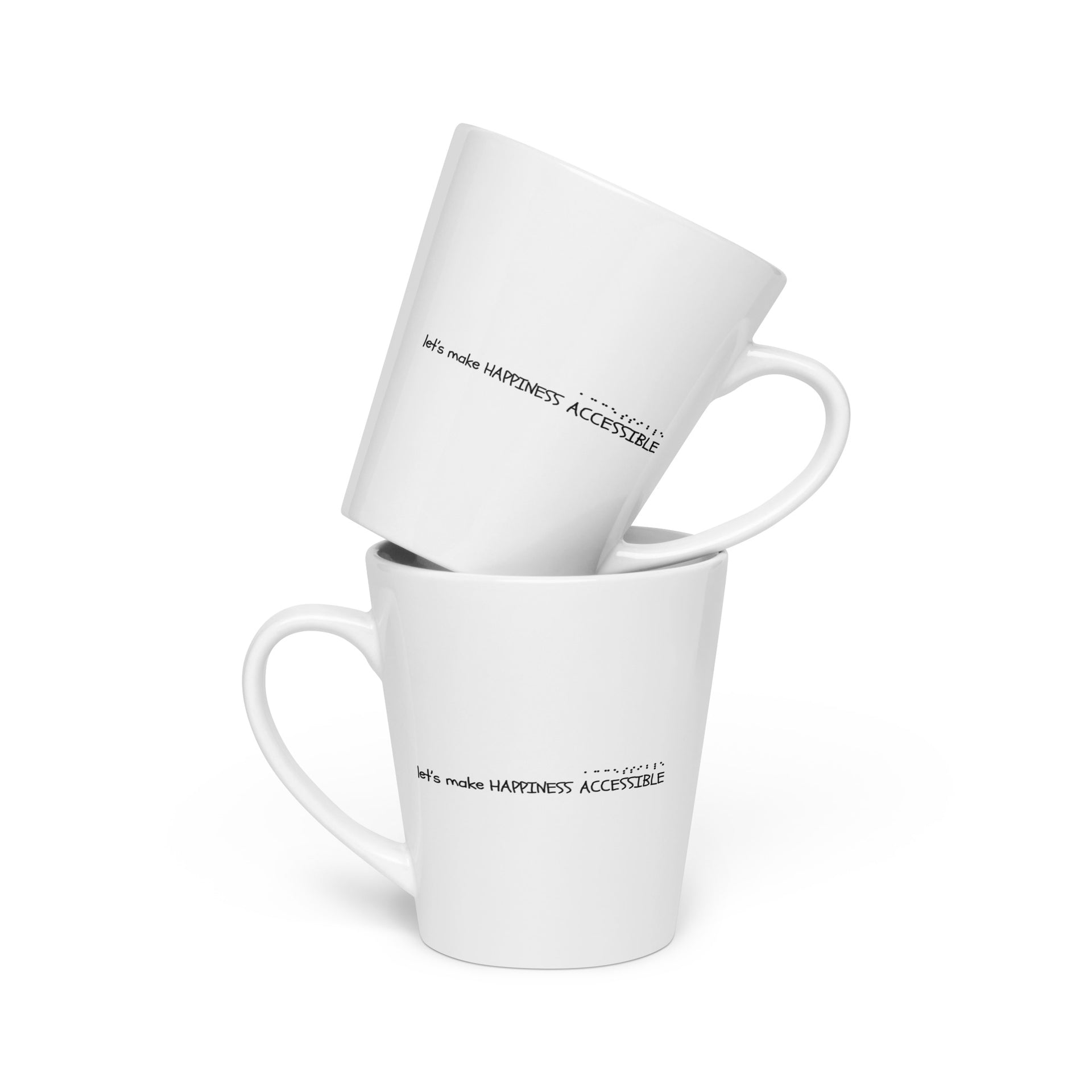 12oz Latte Mug with Braille – LET'S MAKE HAPPINESS ACCESSIBLE™